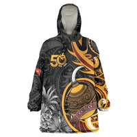 Personalised Papua New Guinea Wearable Blanket Hoodie Happy Independence Day LT05 One Size Black - Polynesian Pride