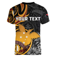 Personalised Papua New Guinea Women V-Neck T-Shirt Happy 50th Independence Anniversary - Polynesian Pride