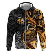 Personalised Papua New Guinea Zip Hoodie Happy Independence Day LT05 Zip Hoodie Black - Polynesian Pride