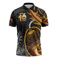 Personalised Papua New Guinea Zipper Polo Shirt Happy Independence Day LT05 Black - Polynesian Pride