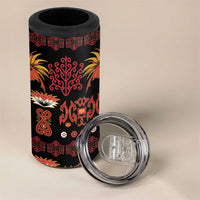 Papua Batik Motif 4 in 1 Can Cooler Tumbler Papua Spirit Black Version - Polynesian Pride