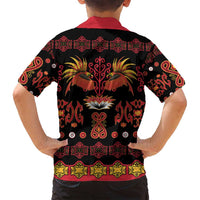 Papua Batik Motif Family Matching Long Sleeve Bodycon Dress and Hawaiian Shirt Papua Spirit Black Version - Polynesian Pride