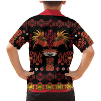 Papua Batik Motif Family Matching Mermaid Dress and Hawaiian Shirt Papua Spirit Black Version - Polynesian Pride