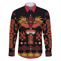 Papua Batik Motif Family Matching Off Shoulder Short Dress and Hawaiian Shirt Papua Spirit Black Version - Polynesian Pride