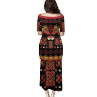 Papua Batik Motif Family Matching Puletasi and Hawaiian Shirt Papua Spirit Black Version - Polynesian Pride