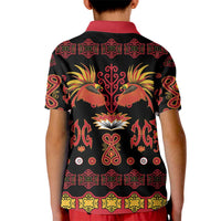 Papua Batik Motif Kid Polo Shirt Papua Spirit Black Version - Polynesian Pride