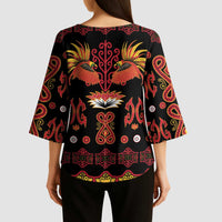 Papua Batik Motif Kimono Sleeve Blouse Papua Spirit Black Version - Polynesian Pride