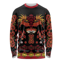 Papua Batik Motif Long Sleeve Shirt Papua Spirit Black Version - Polynesian Pride