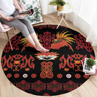 Papua Batik Motif Round Carpet Papua Spirit Black Version - Polynesian Pride