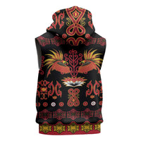 Papua Batik Motif Sleeveless Zip Hoodie Papua Spirit Black Version LT05 - Polynesian Pride