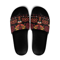 Papua Batik Motif Slide Sandals Papua Spirit Black Version LT05 Black - Polynesian Pride