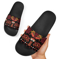 Papua Batik Motif Slide Sandals Papua Spirit Black Version LT05 - Polynesian Pride
