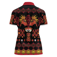 Papua Batik Motif Women Polo Shirt Papua Spirit Black Version - Polynesian Pride