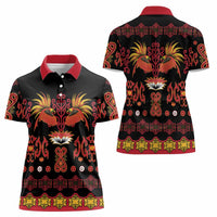 Papua Batik Motif Women Polo Shirt Papua Spirit Black Version - Polynesian Pride