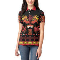 Papua Batik Motif Women Polo Shirt Papua Spirit Black Version - Polynesian Pride