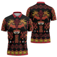 Papua Batik Motif Zipper Polo Shirt Papua Spirit Black Version - Polynesian Pride