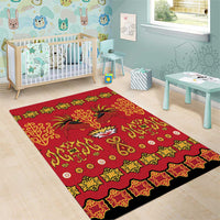 Papua Batik Motif Area Rug Papua Spirit Red Version - Polynesian Pride
