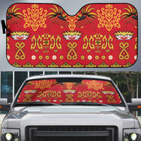 Papua Batik Motif Auto Sun Shade Papua Spirit Red Version - Polynesian Pride