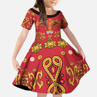 Papua Batik Motif Family Matching Off The Shoulder Long Sleeve Dress and Hawaiian Shirt Papua Spirit Red Version - Polynesian Pride