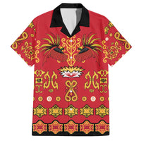 Papua Batik Motif Family Matching Off The Shoulder Long Sleeve Dress and Hawaiian Shirt Papua Spirit Red Version - Polynesian Pride