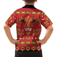 Papua Batik Motif Family Matching Summer Maxi Dress and Hawaiian Shirt Papua Spirit Red Version - Polynesian Pride