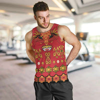 Papua Batik Motif Men Tank Top Papua Spirit Red Version - Polynesian Pride