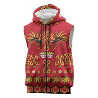 Papua Batik Motif Sleeveless Zip Hoodie Papua Spirit Red Version LT05 Red - Polynesian Pride