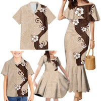 Polynesia Hibiscus Family Matching Mermaid Dress and Hawaiian Shirt Cameo Curve Motif - Polynesian Pride