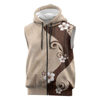 Polynesia Hibiscus Sleeveless Zip Hoodie Cameo Curve Motif - Polynesian Pride