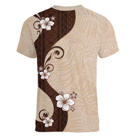 Polynesia Hibiscus Women V-Neck T-Shirt Cameo Curve Motif LT05 - Polynesian Pride