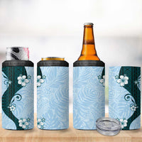 Polynesia Hibiscus 4 in 1 Can Cooler Tumbler Sky Blue Curve Motif - Polynesian Pride