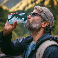 Polynesia Hibiscus 4 in 1 Can Cooler Tumbler Sky Blue Curve Motif - Polynesian Pride
