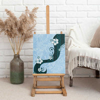Polynesia Hibiscus Canvas Wall Art Sky Blue Curve Motif - Polynesian Pride