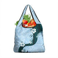 Polynesia Hibiscus Grocery Bag Sky Blue Curve Motif - Polynesian Pride