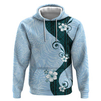 Polynesia Hibiscus Hoodie Sky Blue Curve Motif - Polynesian Pride