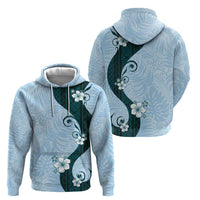 Polynesia Hibiscus Hoodie Sky Blue Curve Motif - Polynesian Pride