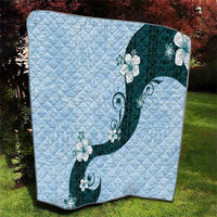 Polynesia Hibiscus Quilt Sky Blue Curve Motif - Polynesian Pride
