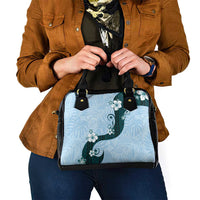 Polynesia Hibiscus Shoulder Handbag Sky Blue Curve Motif - Polynesian Pride