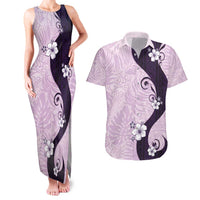 Polynesia Hibiscus Couples Matching Tank Maxi Dress and Hawaiian Shirt Thistle Curve Motif - Polynesian Pride