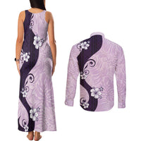 Polynesia Hibiscus Couples Matching Tank Maxi Dress and Long Sleeve Button Shirt Thistle Curve Motif - Polynesian Pride