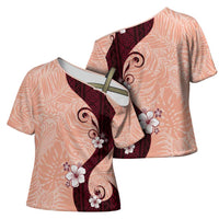 Polynesia Hibiscus Cross Shoulder Shirt Rose Bud Curve Motif - Polynesian Pride