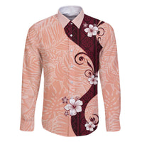Polynesia Hibiscus Family Matching Off The Shoulder Long Sleeve Dress and Hawaiian Shirt Rose Bud Curve Motif - Polynesian Pride
