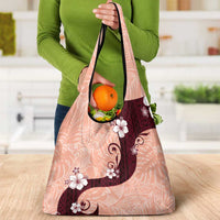 Polynesia Hibiscus Grocery Bag Rose Bud Curve Motif - Polynesian Pride
