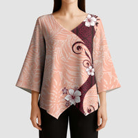 Polynesia Hibiscus Kimono Sleeve Blouse Rose Bud Curve Motif - Polynesian Pride