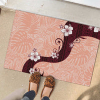 Polynesia Hibiscus Rubber Doormat Rose Bud Curve Motif - Polynesian Pride
