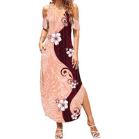 Polynesia Hibiscus Summer Maxi Dress Rose Bud Curve Motif - Polynesian Pride
