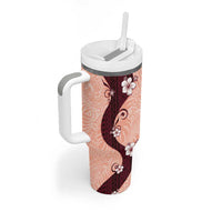 Polynesia Hibiscus Tumbler With Handle Rose Bud Curve Motif - Polynesian Pride
