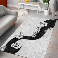 Polynesia Hibiscus Area Rug White Curve Motif - Polynesian Pride
