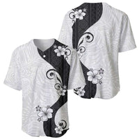 Polynesia Hibiscus Baseball Jersey White Curve Motif - Polynesian Pride