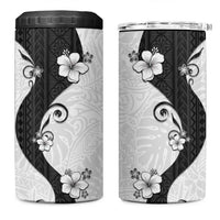 Polynesia Hibiscus 4 in 1 Can Cooler Tumbler White Curve Motif - Polynesian Pride